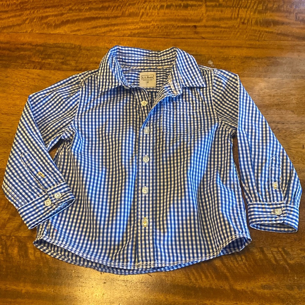 Toddler Boys L.L.Bean Blue Gingham Shirt